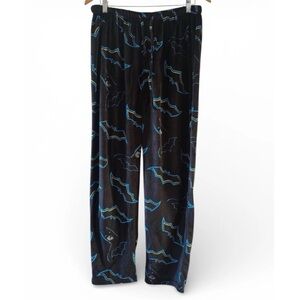 Batman Menβs Fleece Pants XL Digital Wing RN# 82457 Black/Bright Blue/ Yellow